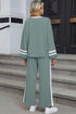 Varsity Stripe Contrast Collar Drop Shoulder Pullover And Drawstring Wide Leg Pant Set